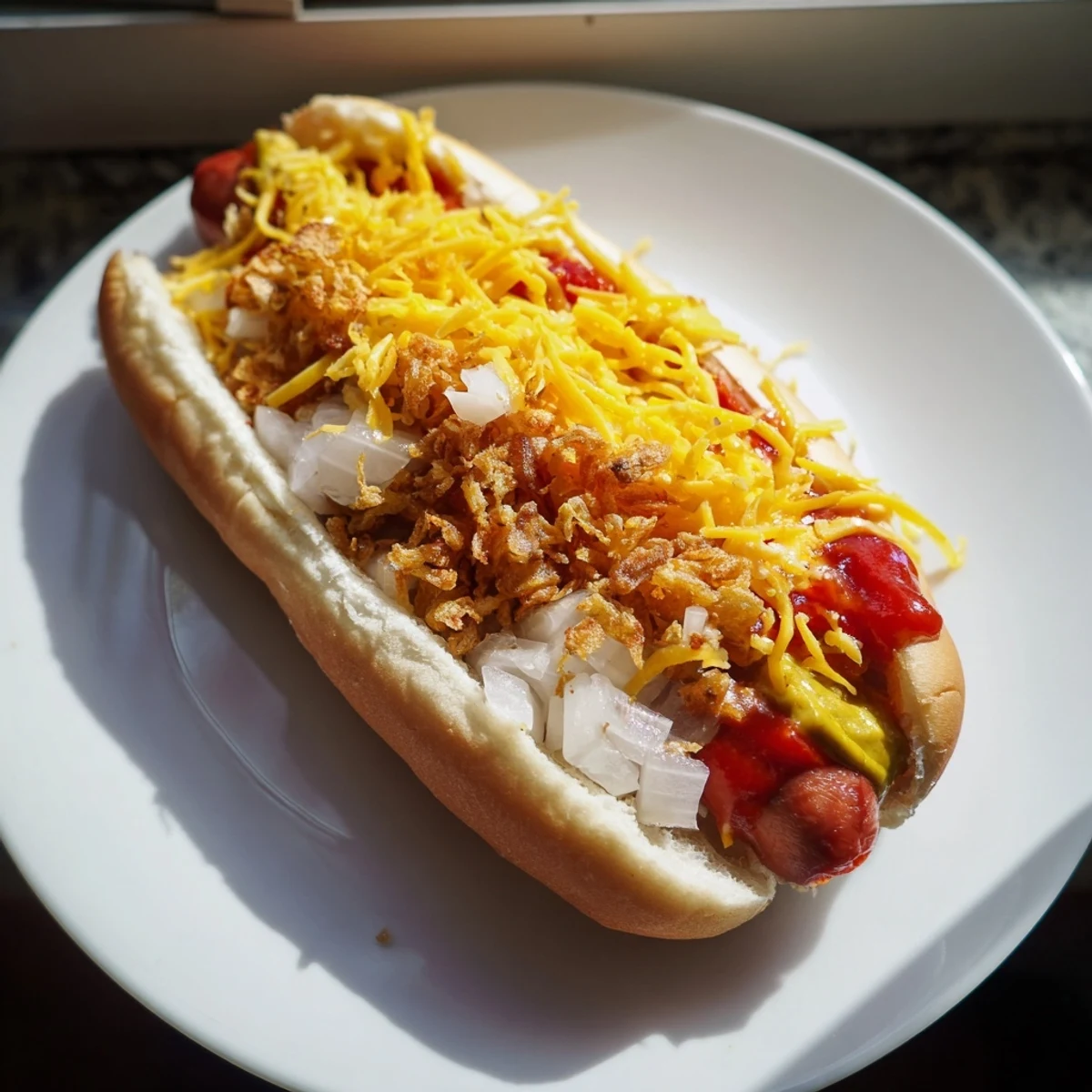 Plated Hot Dog Bar with beef franks, chopped onions, relish, and shredded cheddar for a crowd-pleasing weeknight meal.