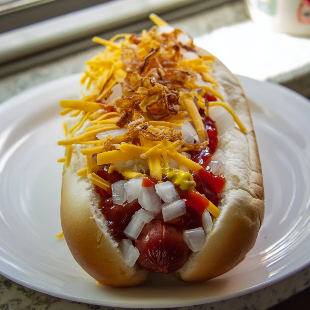 Sizzling beef franks on a grill await warm buns and a spread of classic toppings for a backyard Hot Dog Bar.