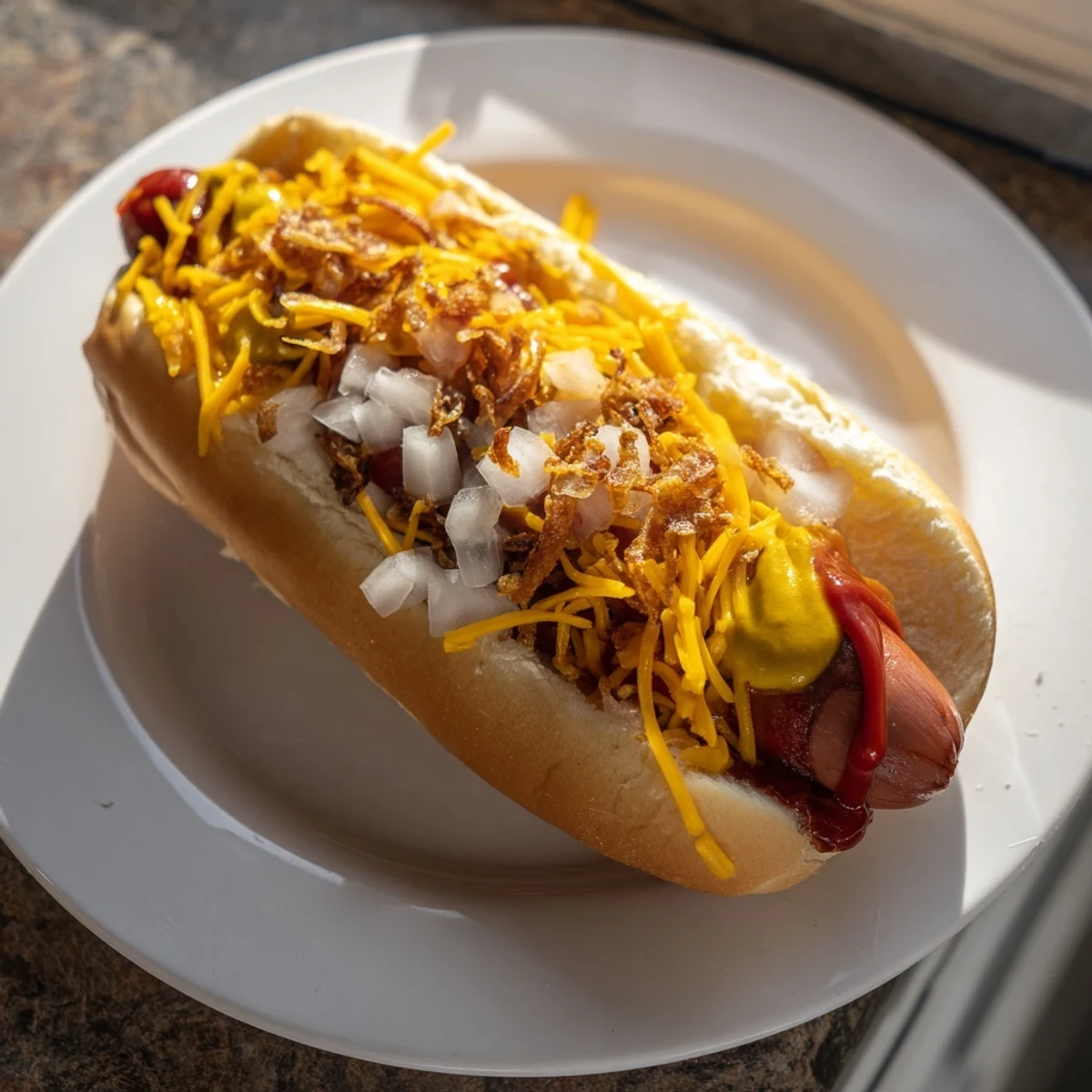 Build-your-own Hot Dog Bar with beef franks, avocado, pickled jalapeños, and crispy onions on soft toasted buns.