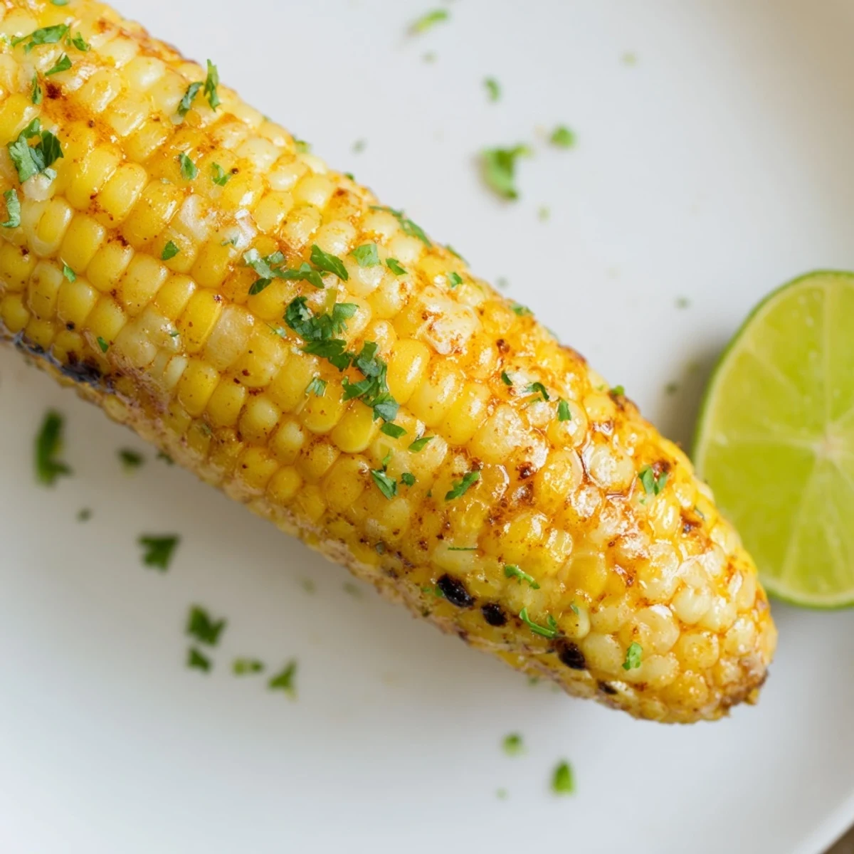 Close-up of Cajun Spiced Roasted Corn on the Cob with charred kernels and Cajun seasoning for a spicy side.
