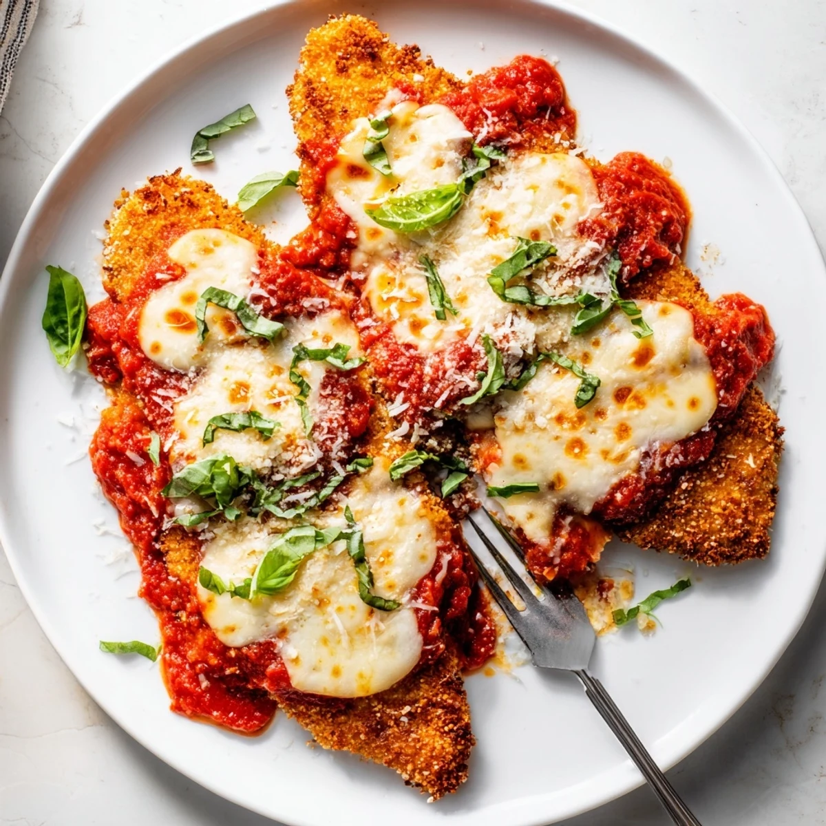 Perfectly baked keto chicken breasts coated in almond flour and pork rind crust.