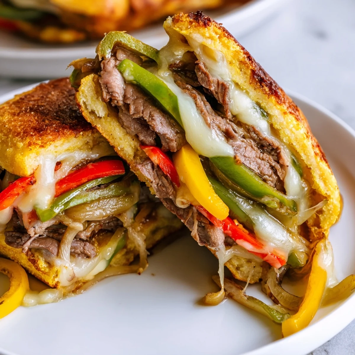 Golden-baked Ultimate Keto Philly Cheesesteak Rolls sit on a wooden board beside a fresh side salad.