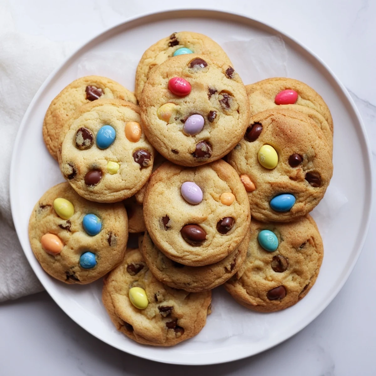 Chewy homemade mini egg cookies with gooey melted chocolate chunks and crispy edges