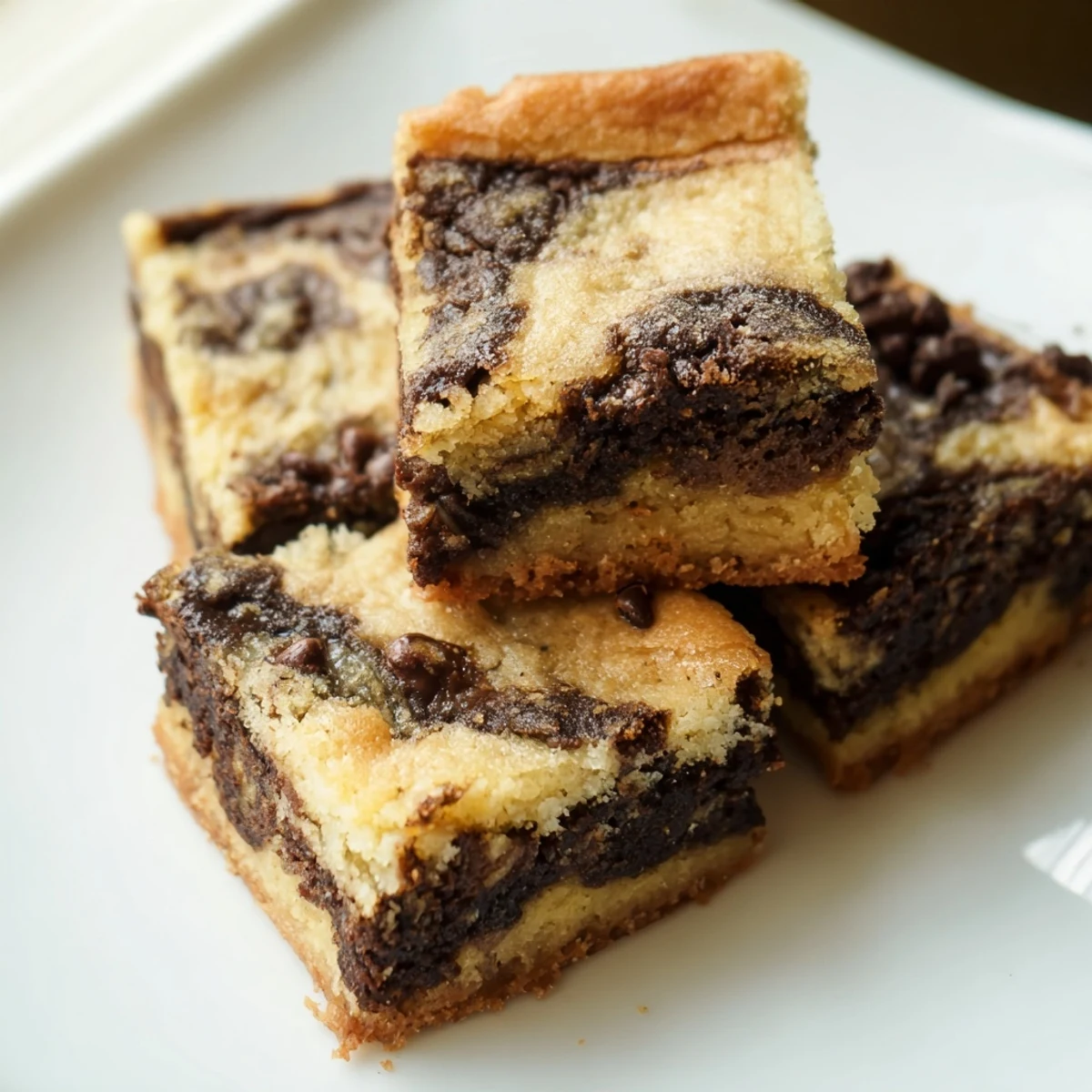 Slice of moist banana bread brownie bar displaying fudgy chocolate texture swirled with sweet ripe banana batter