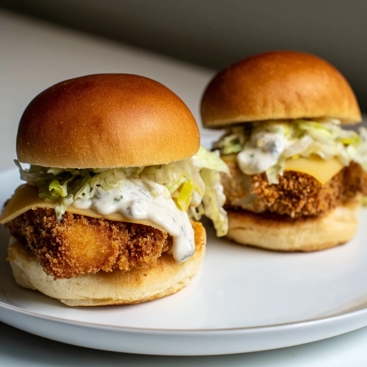 Crispy golden Filet O Fish sliders with melted cheese on soft toasted buns