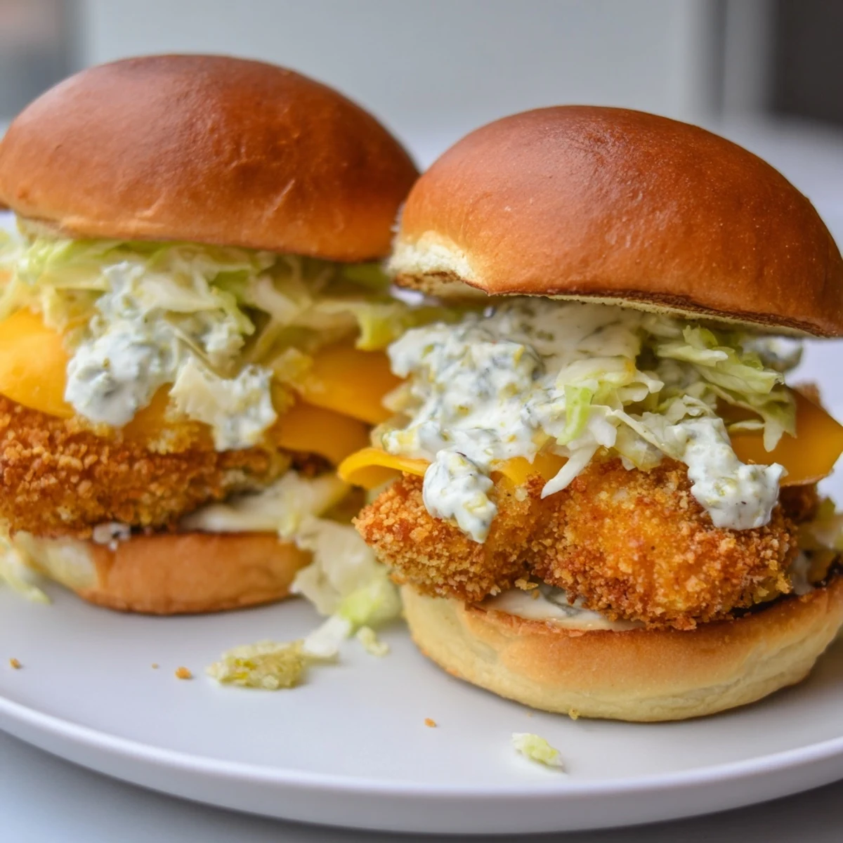 Mini Filet O Fish sliders topped with creamy tartar sauce and fresh lettuce