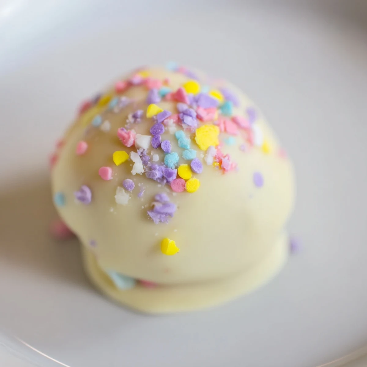 Festive Banana Pudding Easter Truffles featuring crunchy vanilla wafer crumbs and smooth coating