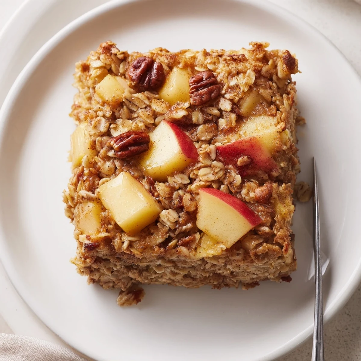Warm Apple Cinnamon Oatmeal Bake steaming in a dish, cinnamon aroma