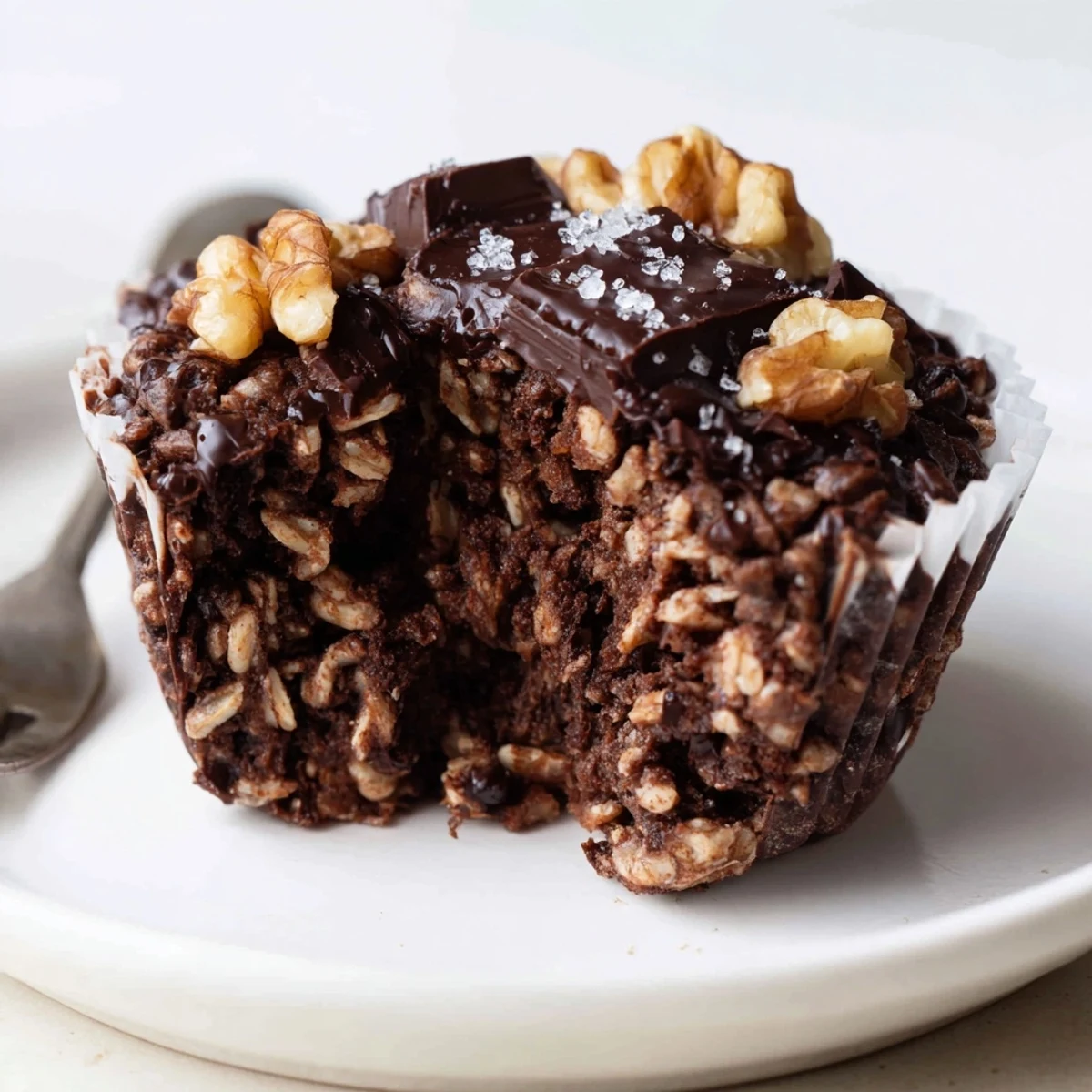Decadent Dark Chocolate Oatmeal Cups cooling on a rack, fudgy centers.