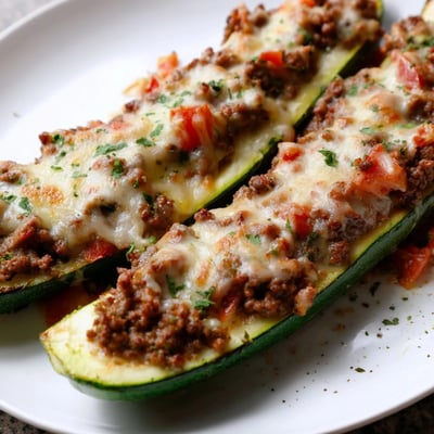 Stuffed Zucchini Boats With Ground Beef