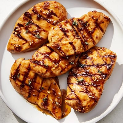 Juicy Maple Dijon grilled chicken sliced open revealing tender meat with caramelized glaze